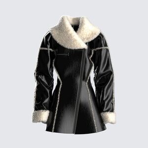 Finesse Vegan Leather and Shearling Coat Women’s Small NEW